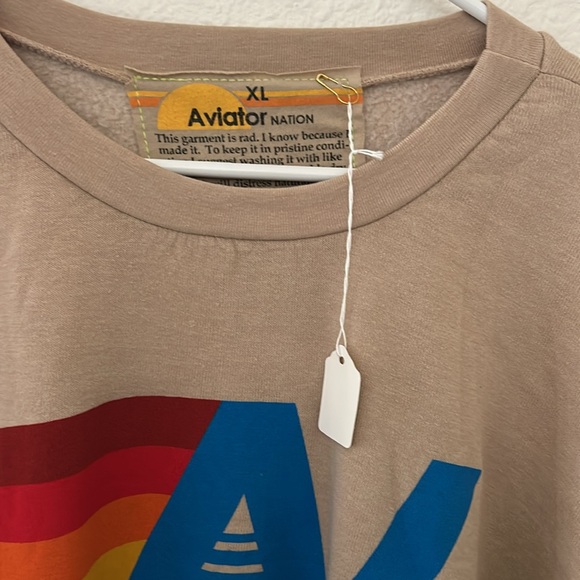 Aviator Nation, NWT Logo women's sweatshirt XL color sand - Picture 4 of 8